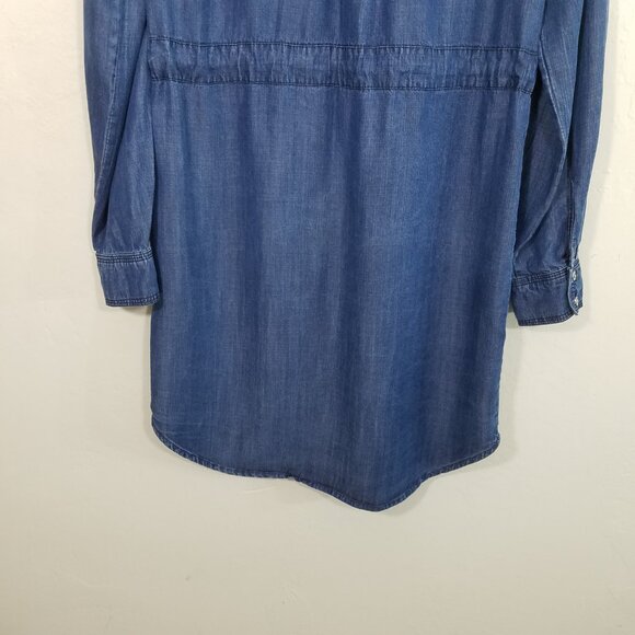 Tommy Hilfiger Long Sleeve Button Up Dress with Pockets Blue - Picture 9 of 9